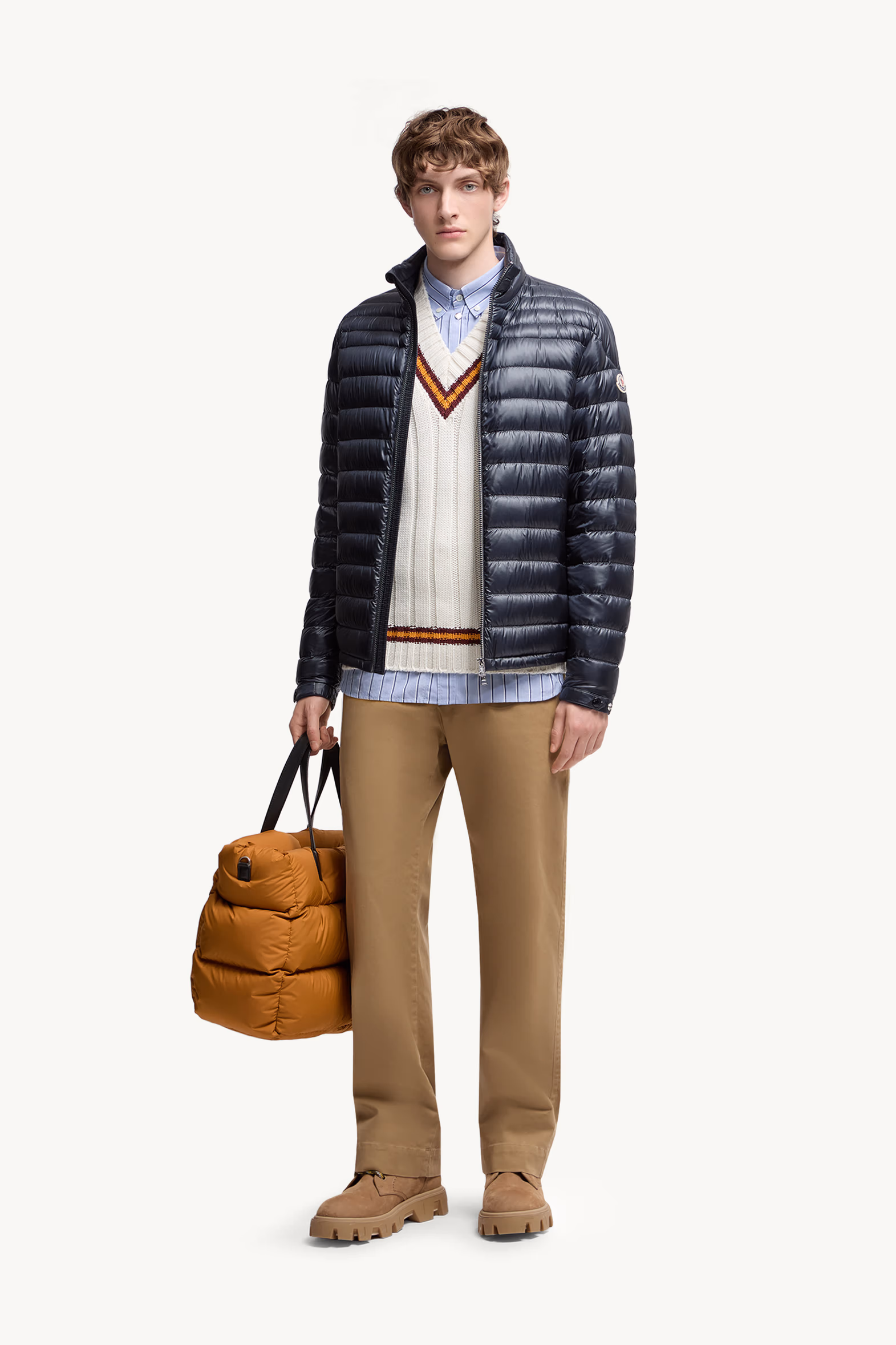 Wool & Cotton V-Neck Vest Men White Moncler 0
